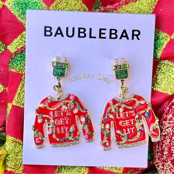 NWT 🎄 BaubleBar Ugly Sweater Statement Stud Earrings - Picture 5 of 5